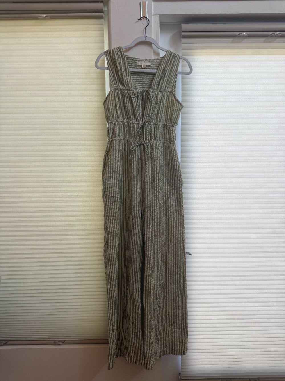 Striped Tie-Front Wide-Leg Jumpsuit – Size M
